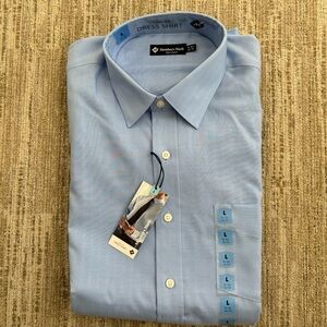 MEMBER'S MARK MENS NEW BLUE COTTON CLASSIC FIT DRESS SHIRT LRG 16-16 1/2 (32/33)